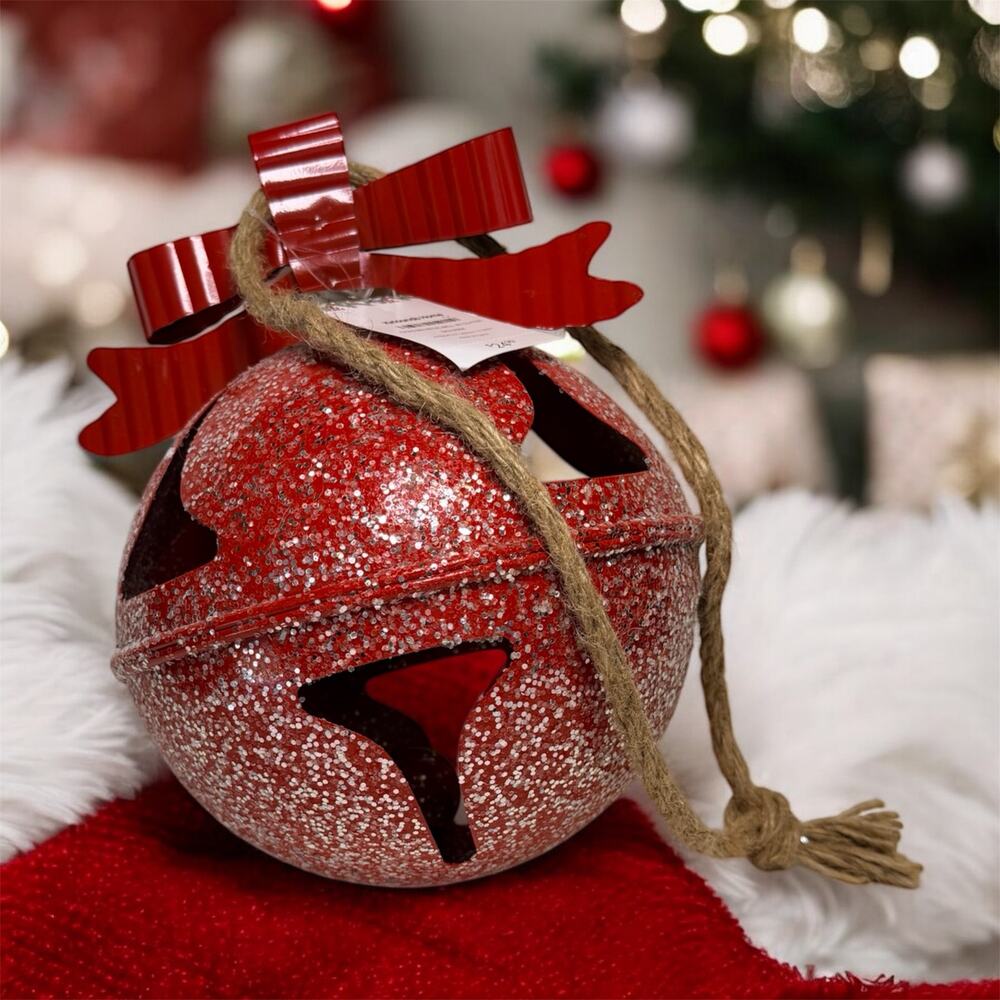 Kirkland’s Home Jumbo Metal Christmas Jingle Bell 10.5”x8”x8”NWT Red